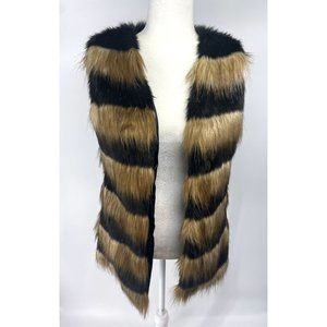 Brown and Black Faux Fur Vest Size S